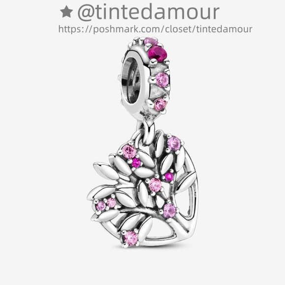 Pandora Pink Heart Family Tree Dangle Charm - Picture 1 of 6